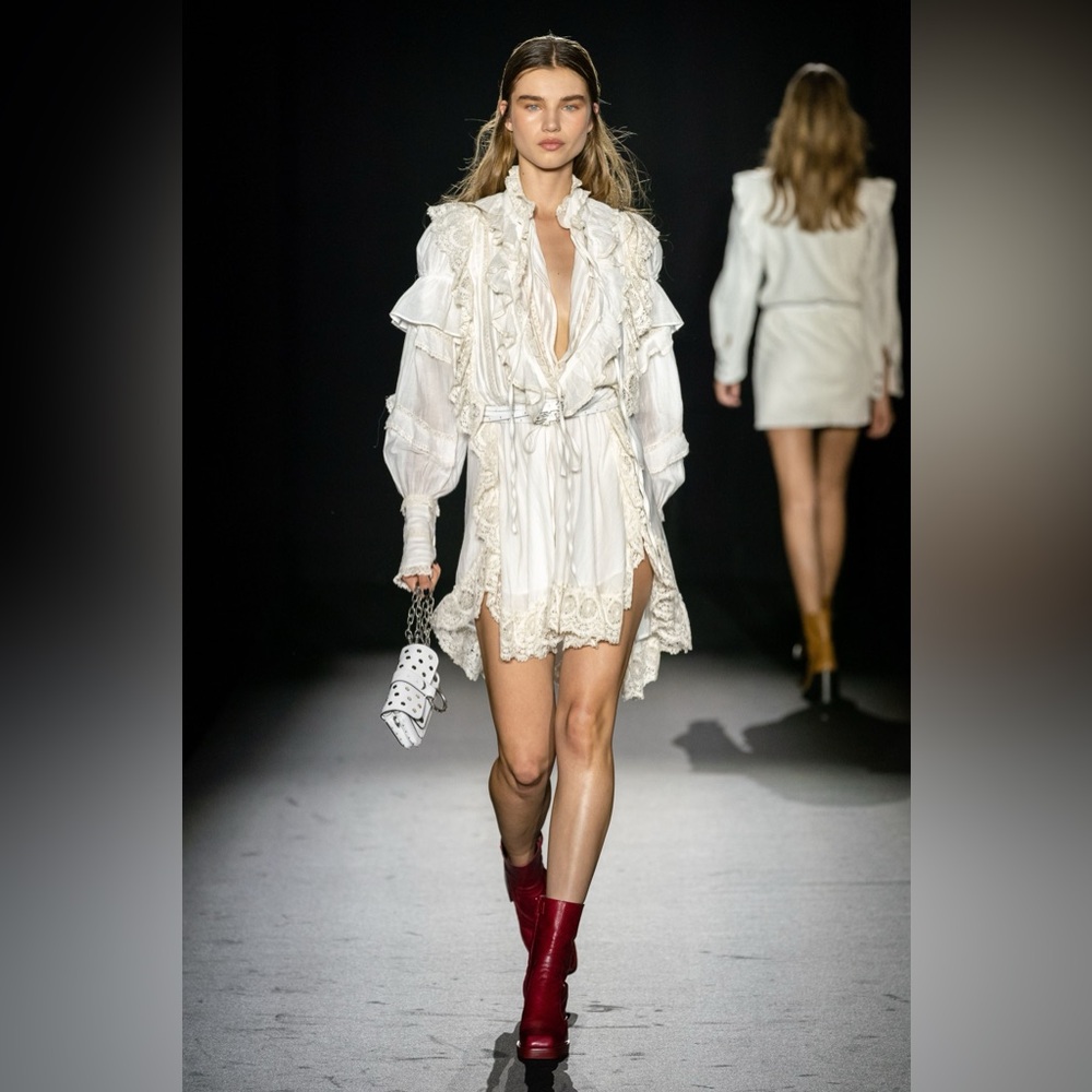 NWT $698 Zadig & Voltaire Rank Ruffle-trimmed Dress In White